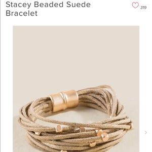 NWT Francesca’s taupe Stacey beaded suede bracelet